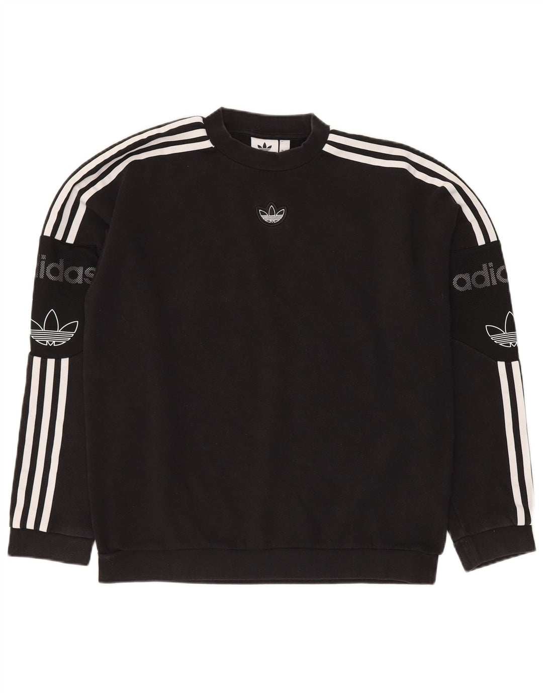 Felpa grafica da uomo vestibilità ampia ADIDAS, maglione piccolo in cotone nero