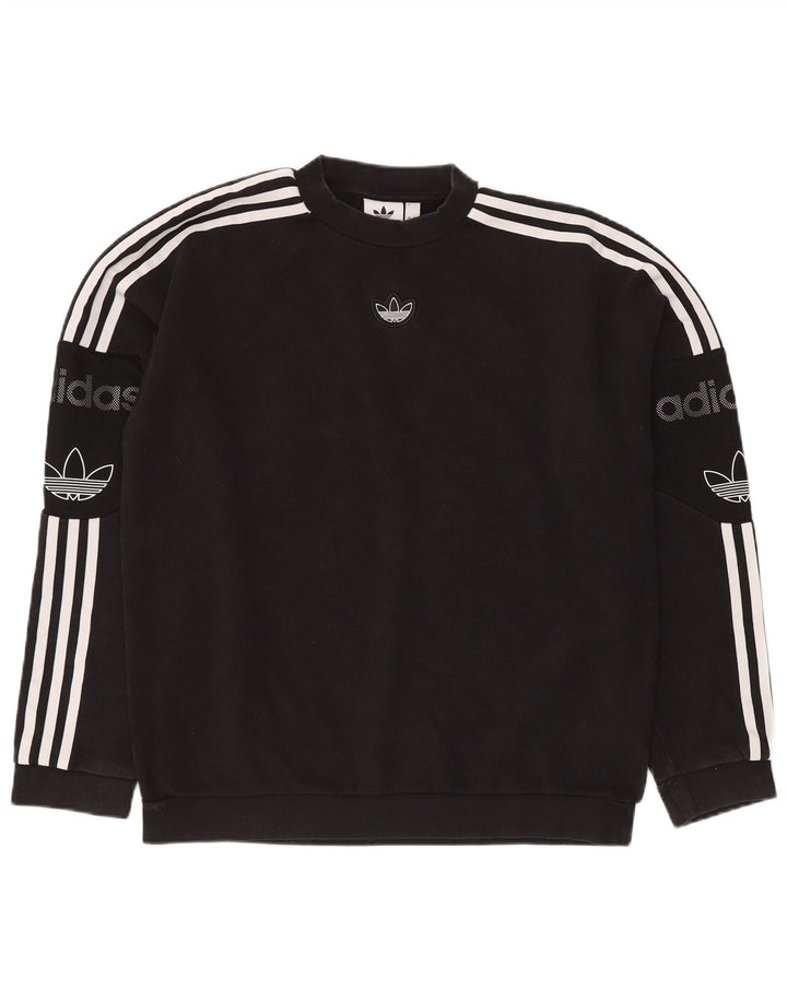 Felpa grafica da uomo vestibilità ampia ADIDAS, maglione piccolo in cotone nero