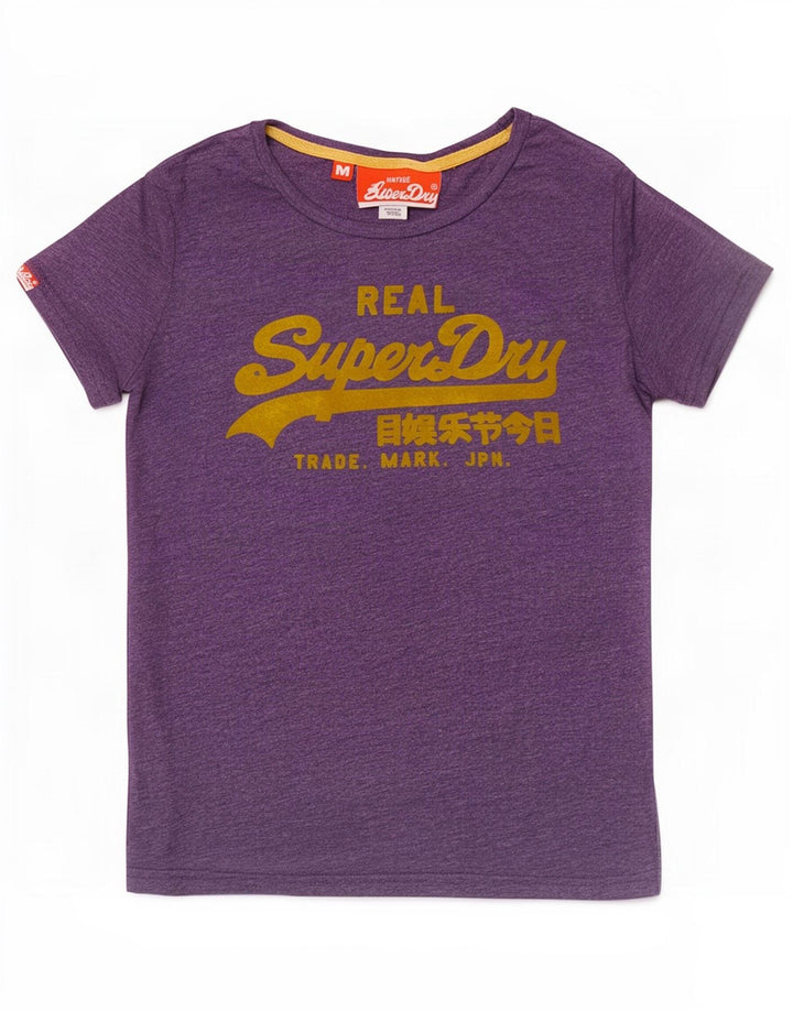 T-shirt grafica da donna Superdry Top UK 12 poliestere viola medio