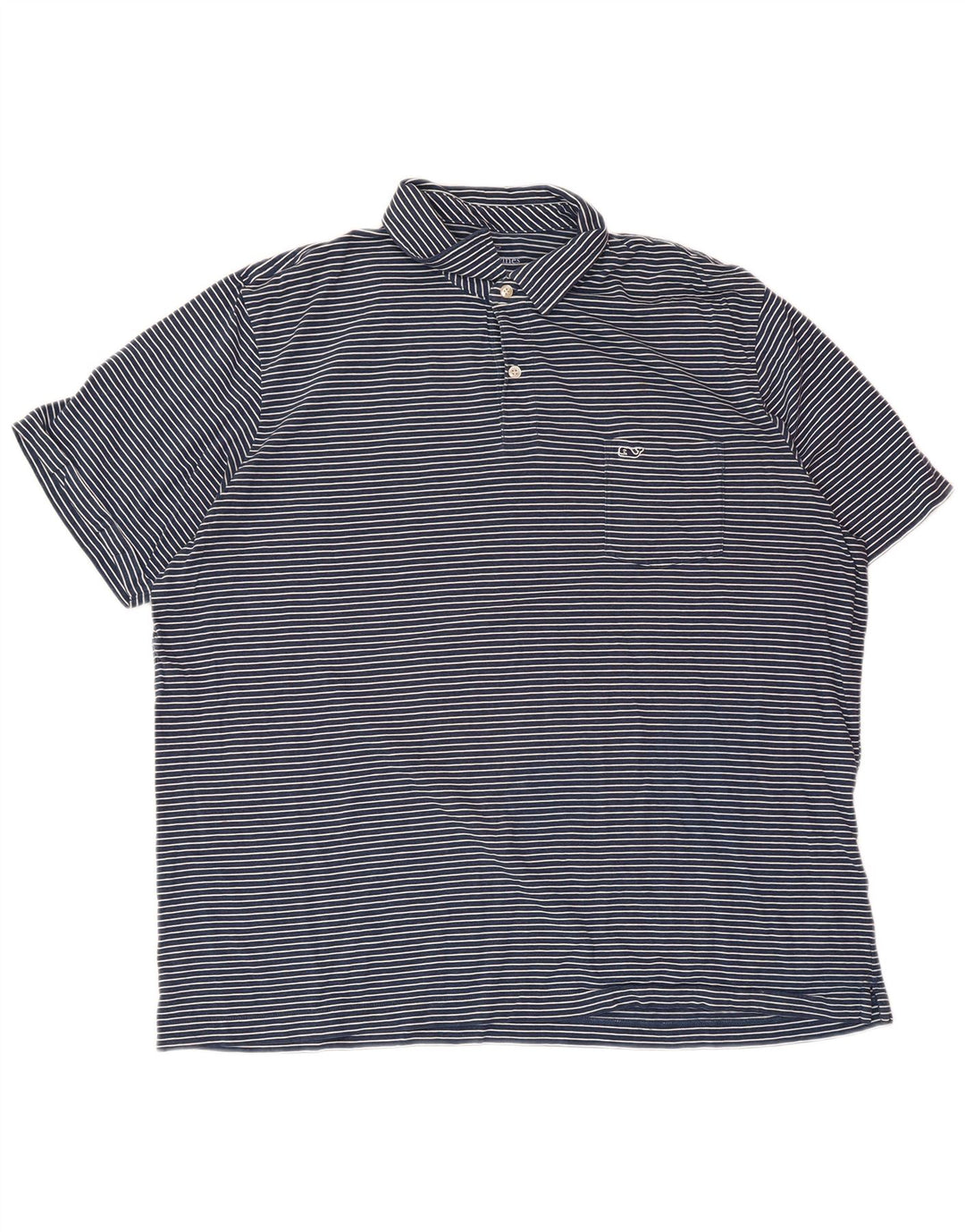 VINEYARD VINES Polo da uomo vestibilità classica XL cotone gessato blu navy