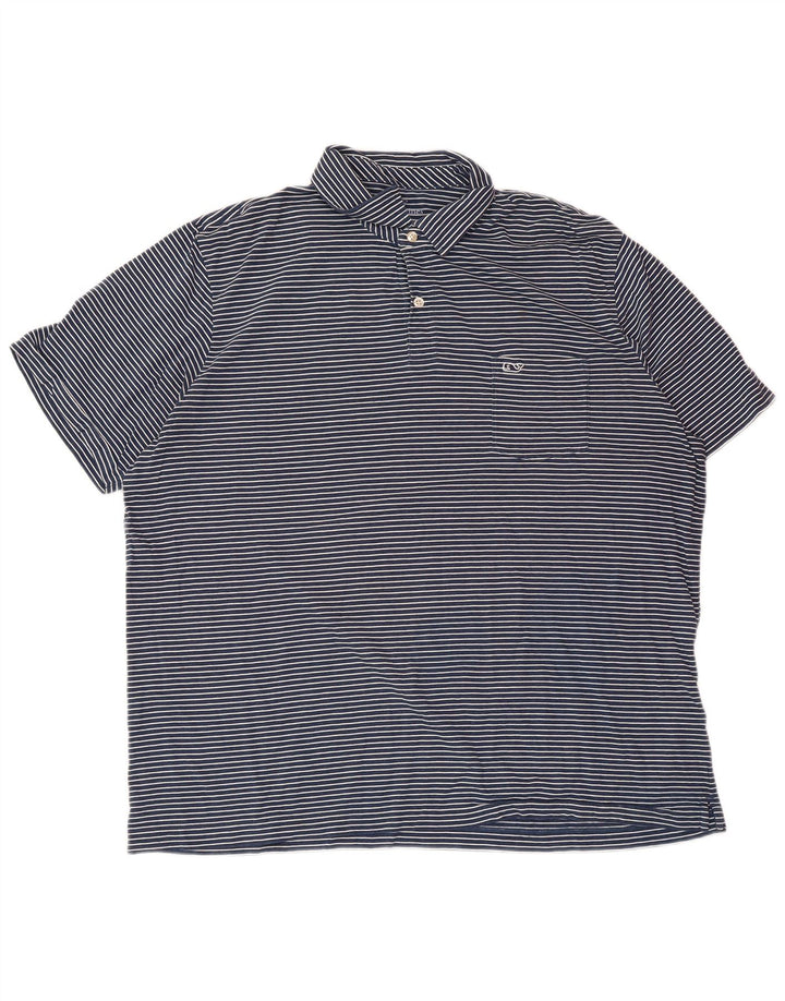 VINEYARD VINES Polo da uomo vestibilità classica XL cotone gessato blu navy