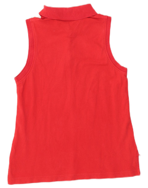 Polo senza maniche da donna Tommy Hilfiger UK 12 cotone rosso medio
