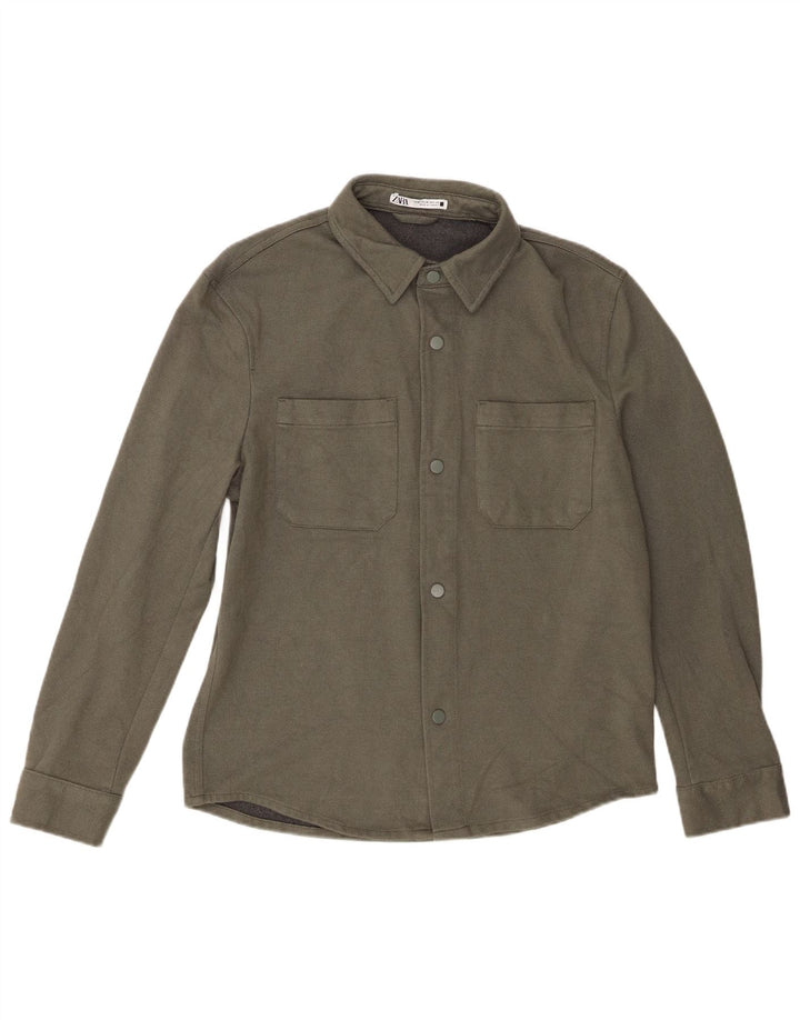 Camicia Zara Uomo in Flanella Viscosa Verde Medio