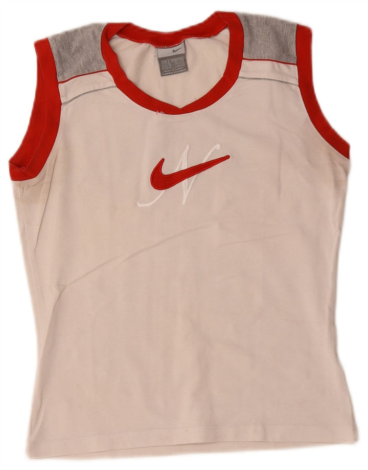 Canotta grafica Nike da donna UK 8/10 Small White Colourblock