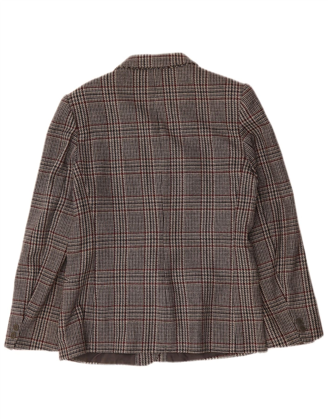 Giacca blazer vintage da donna a 1 bottone IT 46 grande lana pied de poule grigia