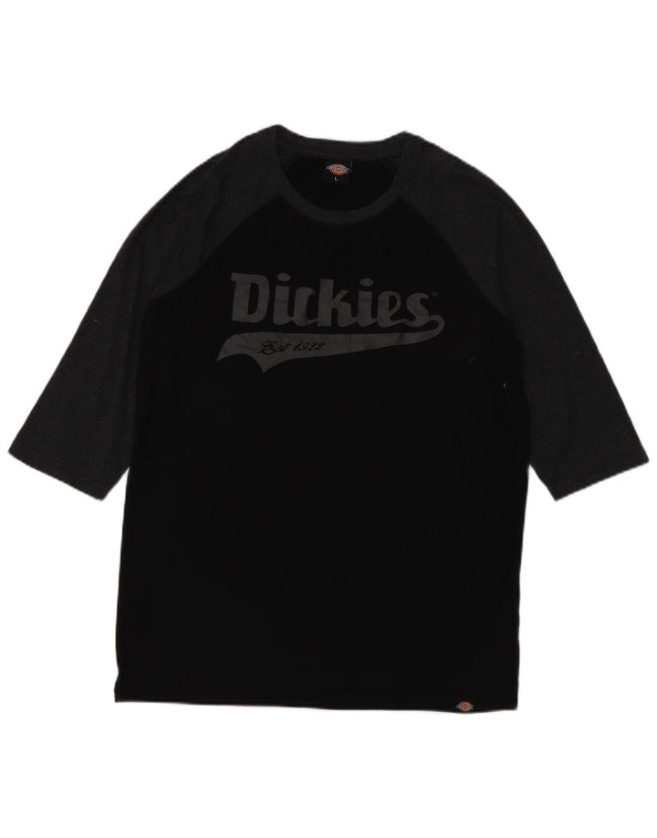 Dickies Top grafico da uomo con maniche a 3/4 grande in cotone color block nero