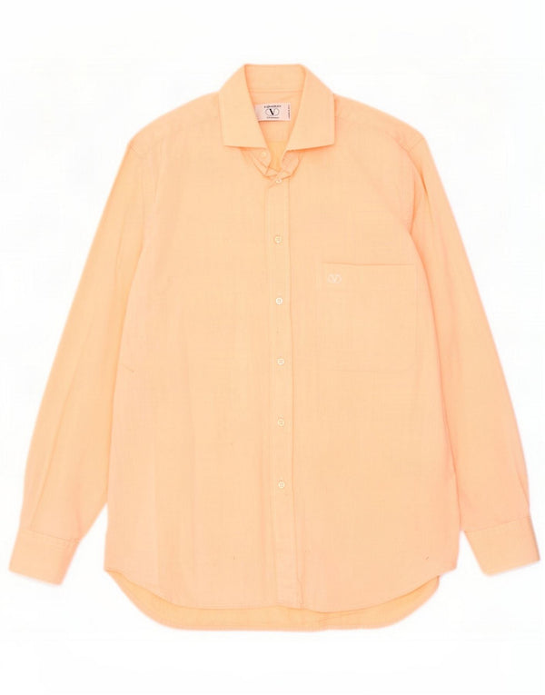 Valentino Camicia da uomo taglia 40 15 3/4 Large Arancione Cotton