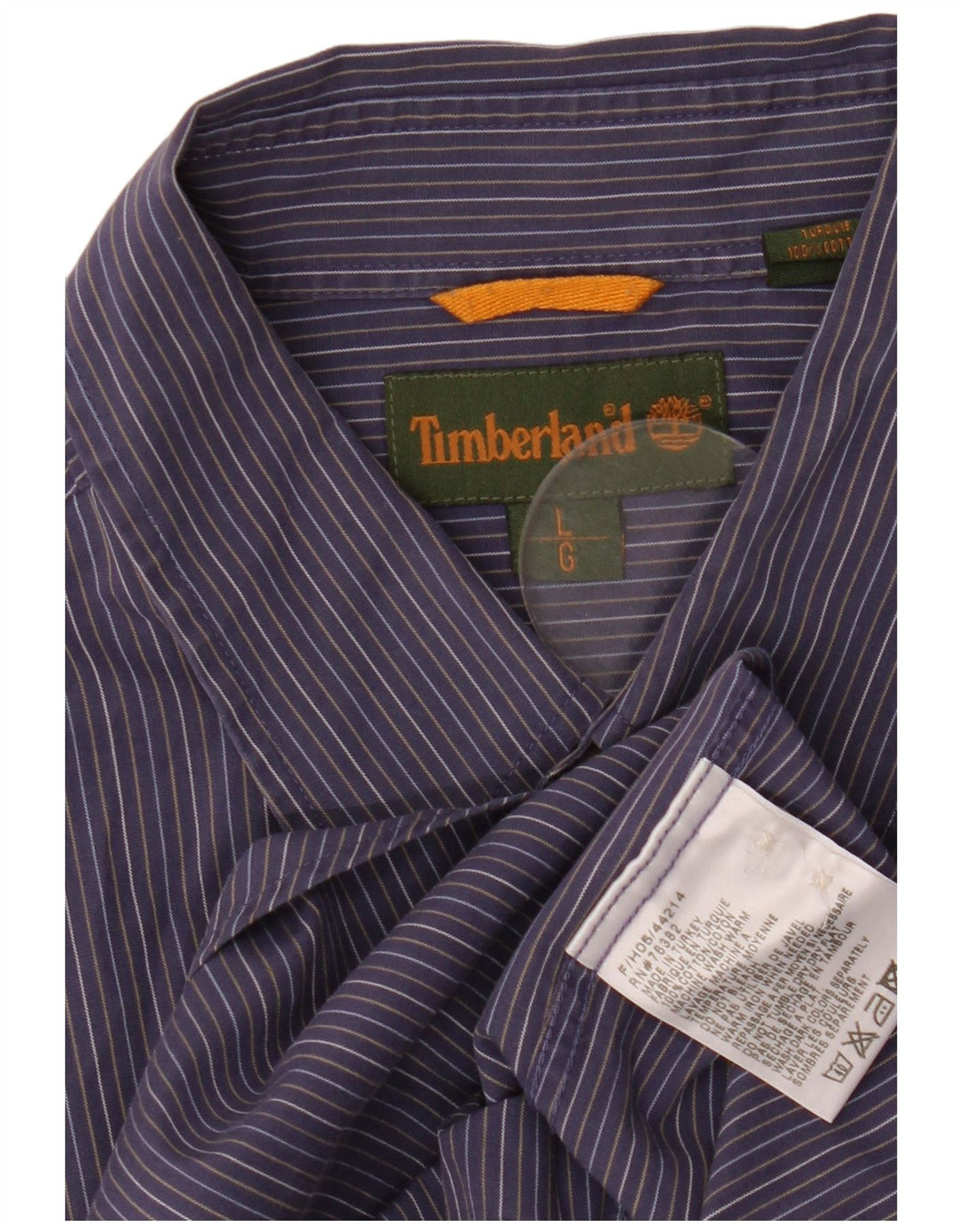 Camicia da uomo Timberland grande in cotone gessato blu navy