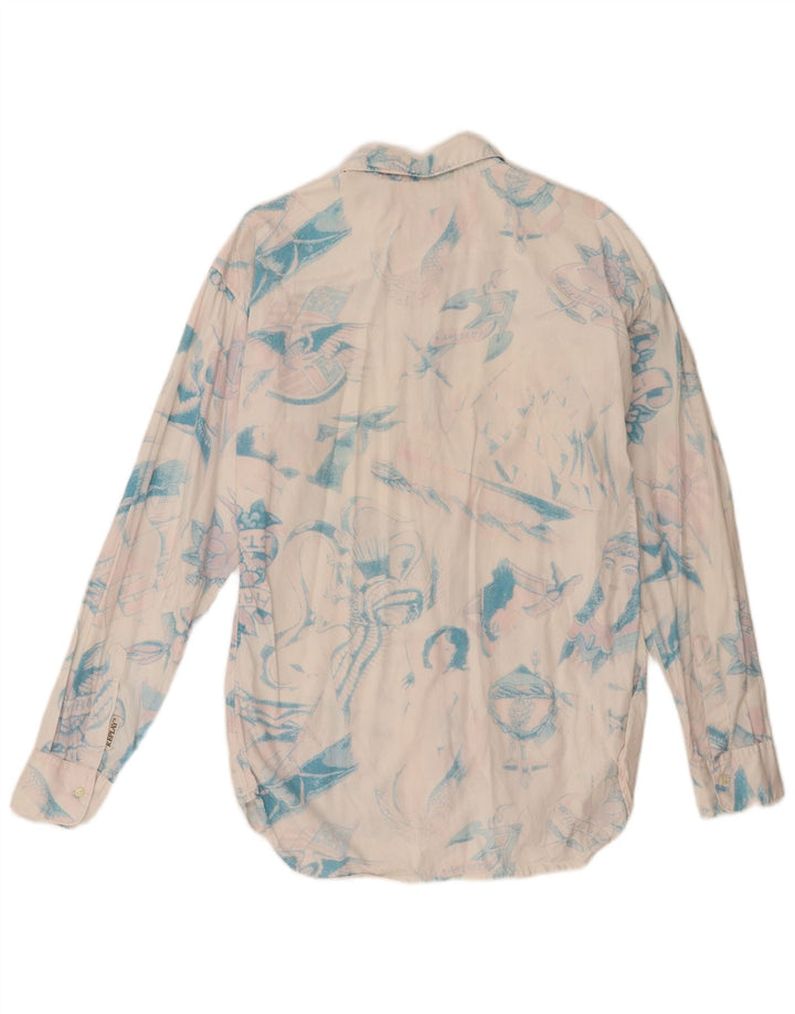 Replay Camicia da uomo con motivo astratto grande in cotone bianco sporco