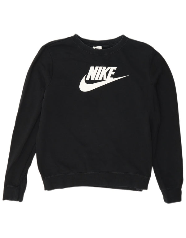 Felpa oversize con grafica Nike da donna UK 10 piccola in cotone nero