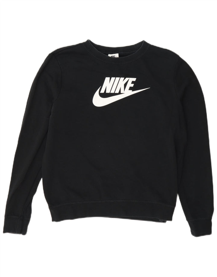 Felpa oversize con grafica Nike da donna UK 10 piccola in cotone nero