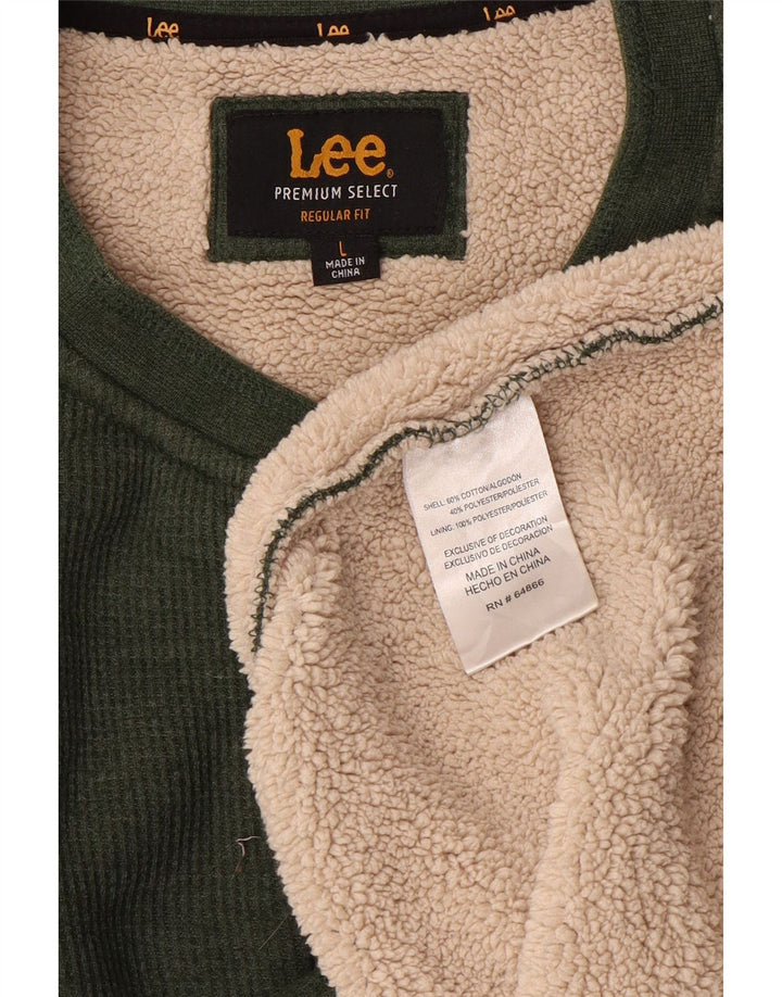 Felpa Lee da uomo con vestibilità regolare, maglione grande, cotone verde