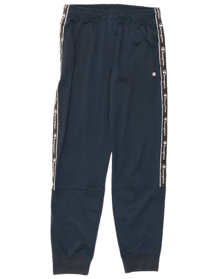Pantaloni da tuta con grafica da uomo Champion, pantaloni da jogging, grandi, in poliestere blu navy