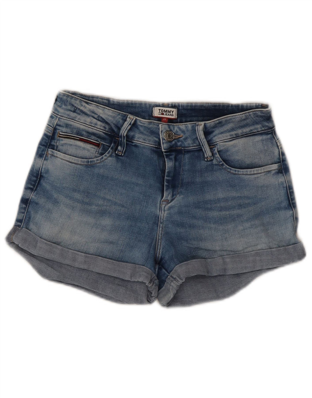 Pantaloncini di jeans da donna Tommy Hilfiger W27 piccolo cotone blu
