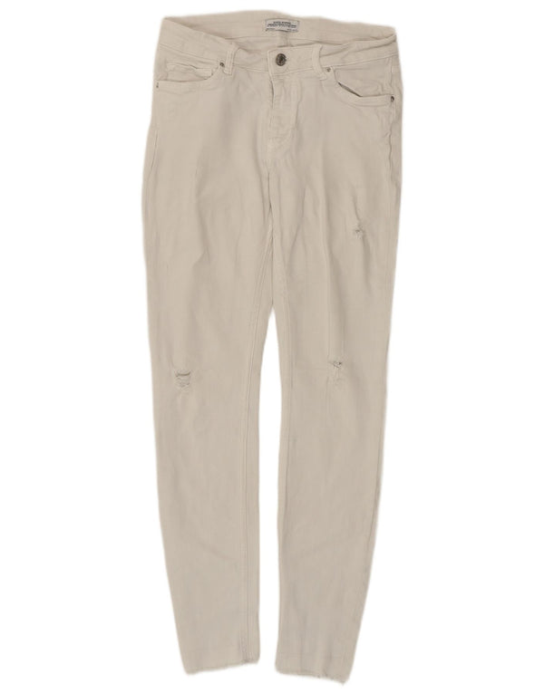 Jeans skinny effetto invecchiato da donna Zara EU 36 XS W26 L27 cotone bianco