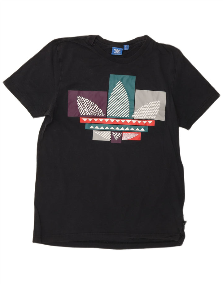 ADIDAS Mens Graphic T-Shirt Top Medium Black Cotton