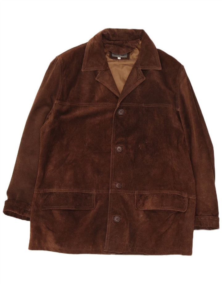 Giacca in pelle scamosciata da uomo Barone UK 38 in pelle marrone medio
