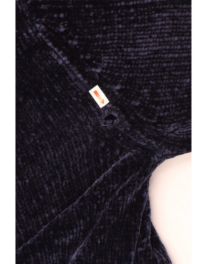 Maglione maglione oversize con scollo a V da donna Zara UK 10 piccolo poliestere blu navy