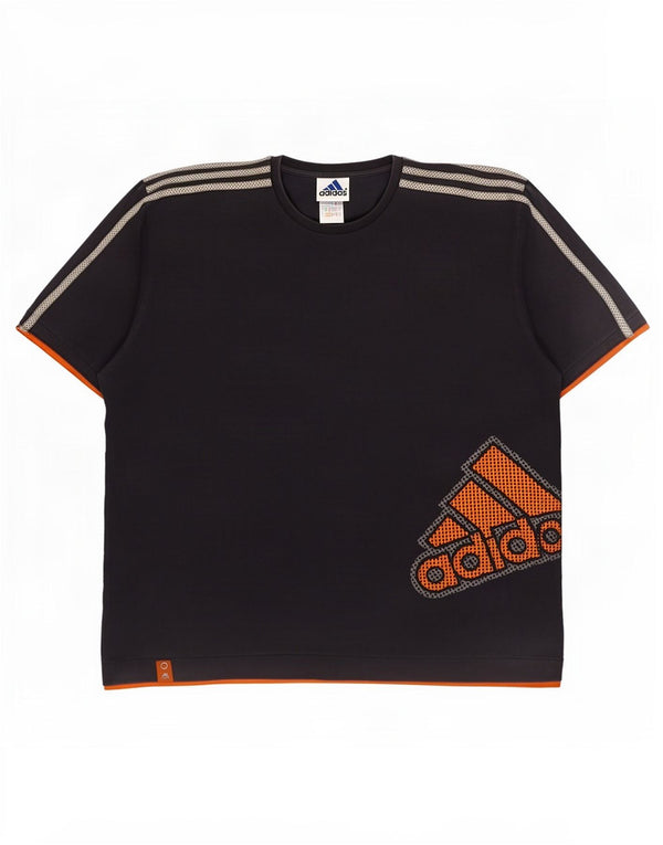T-shirt grafica da uomo Adidas Top grande in cotone blu navy