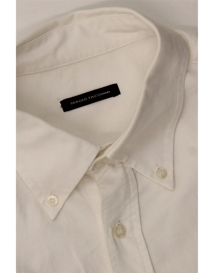 SERGIO TACCHINI Mens Short Sleeve Shirt Large White Cotton Vintage Sergio Tacchini and Second-Hand Sergio Tacchini from Messina Hembry 