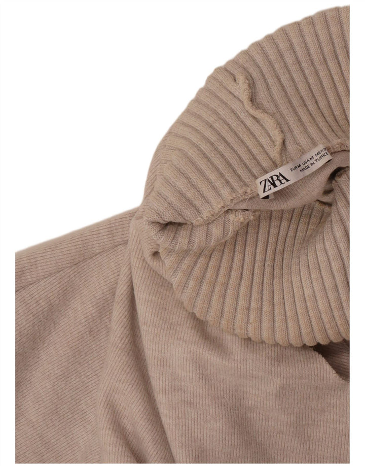 Canotta Zara da donna con collo alto, UK 12, beige medio