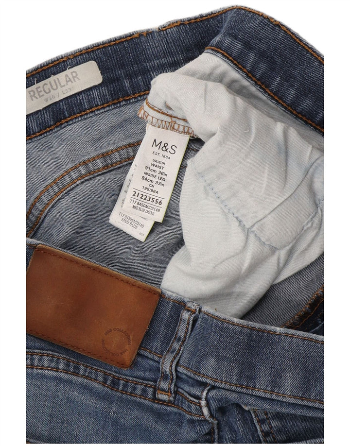Jeans dritti regolari da uomo Marks & Spencer W36 L33 cotone blu