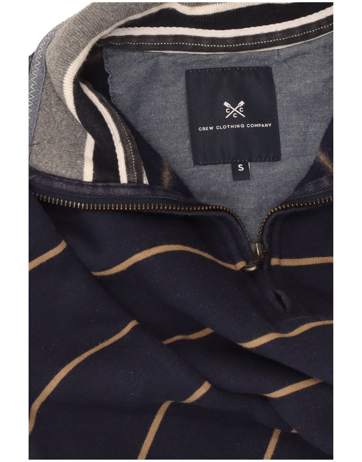 CREW CLOTHING Felpa da uomo con collo con zip, maglione piccolo a righe blu navy