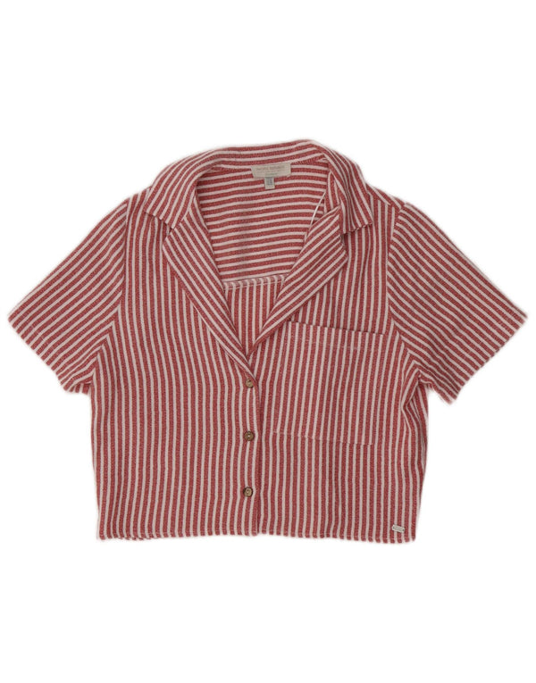 PULL & BEAR Camicia corta a maniche corte da donna UK 6 XS Rossa a righe