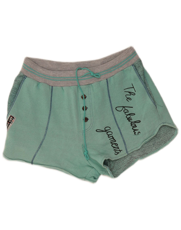 Pantaloncini sportivi Adidas da donna con grafica UK 6 XS verde cotone color block