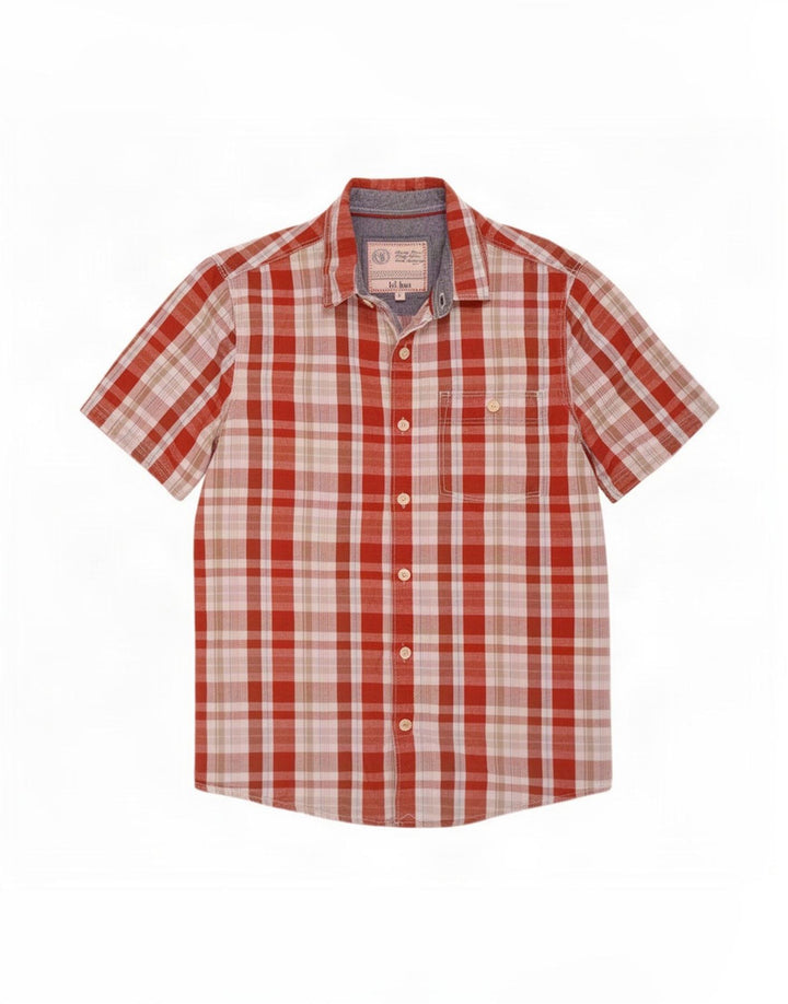 Camicia a maniche corte da uomo Fat Face in cotone a quadri rossi piccoli