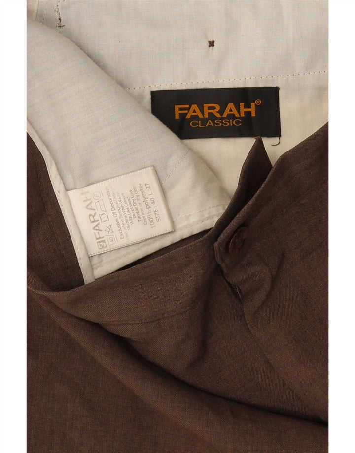 Pantaloni casual dritti da uomo Farah W40 L27 poliestere marrone