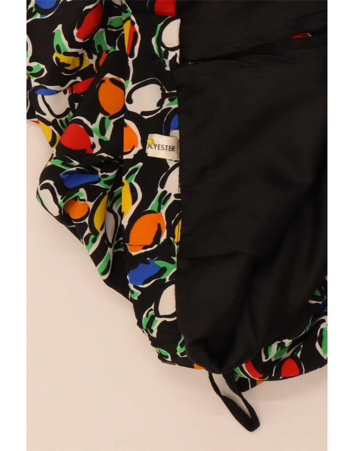 Gonna longuette da donna vintage W30 poliestere floreale nero medio