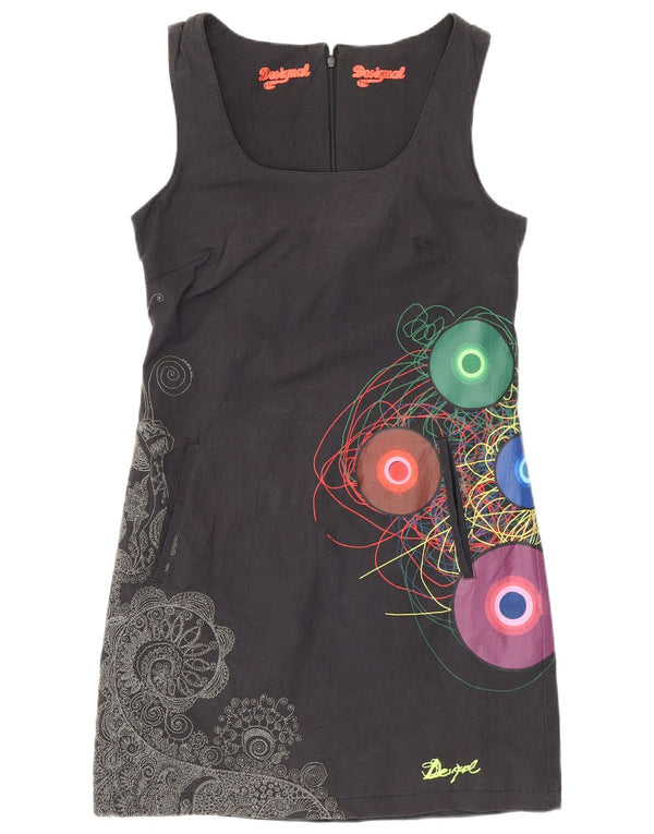Desigual Abito tubino senza maniche da donna EU 40 Cotone Paisley grigio medio
