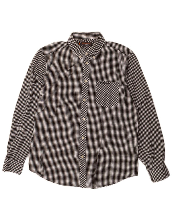 BEN SHERMAN Camicia Heritage da uomo in cotone a quadretti nero medio