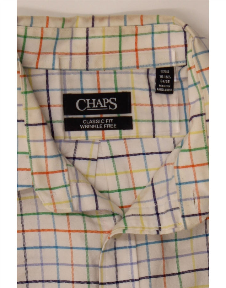 CHAPS Mens Classic Fit Shirt Size 16 1/2 Large White Check Cotton Vintage Chaps and Second-Hand Chaps from Messina Hembry 