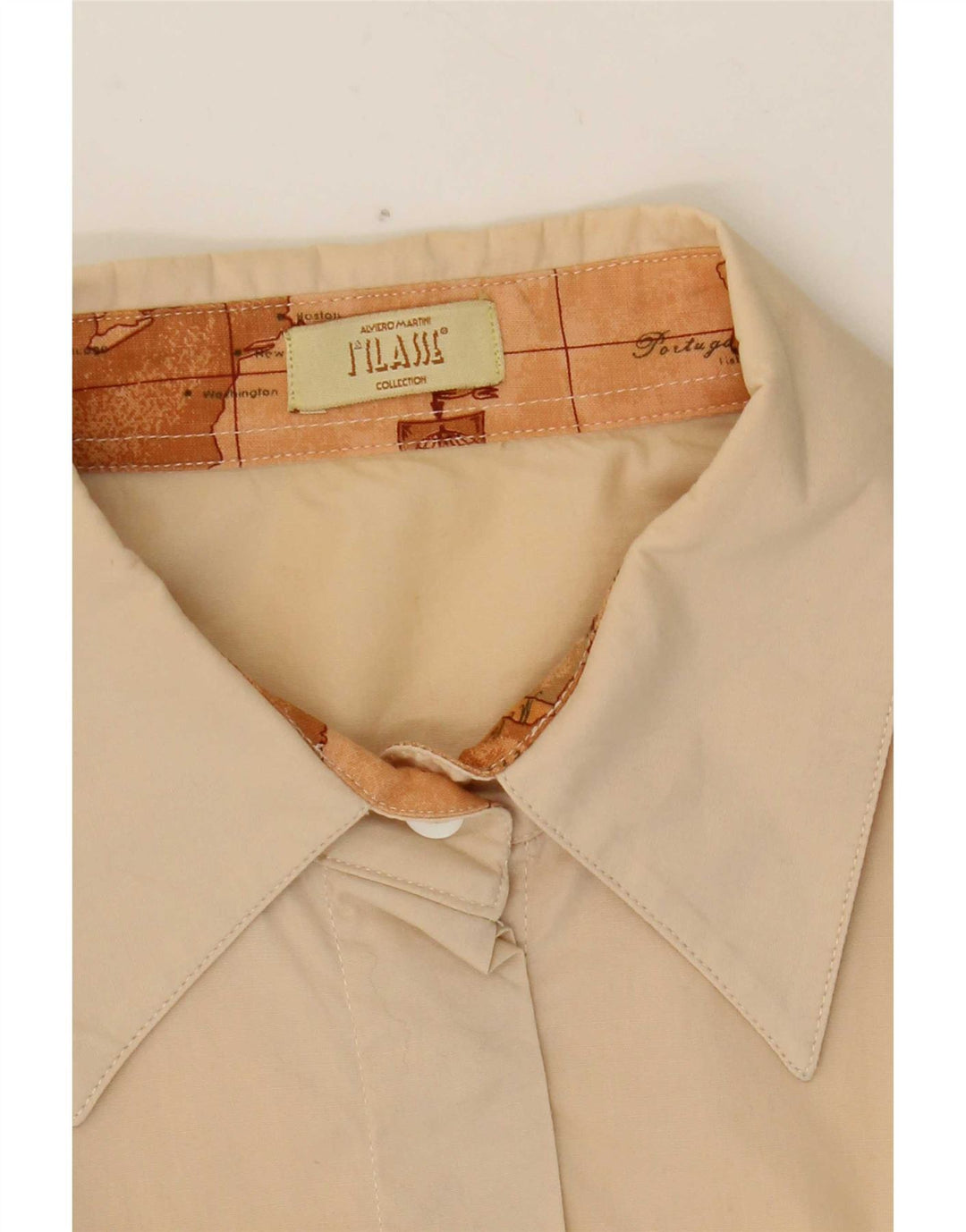 Camicia da donna ALVIERO MARTINI UK 16 grande cotone beige