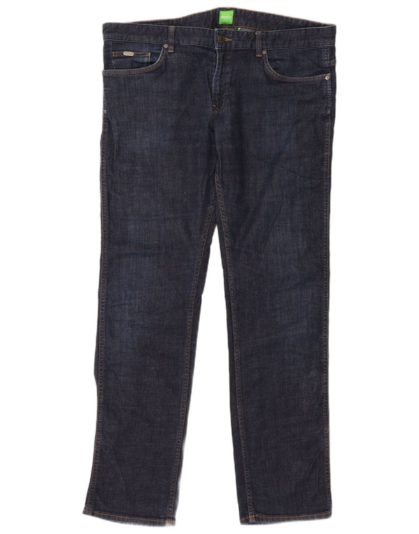 Jeans dritti da uomo Hugo Boss W38 L32 cotone blu navy