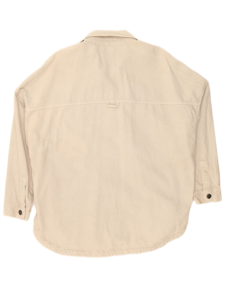 Camicia in denim oversize da donna Zara UK 10 piccola in cotone beige