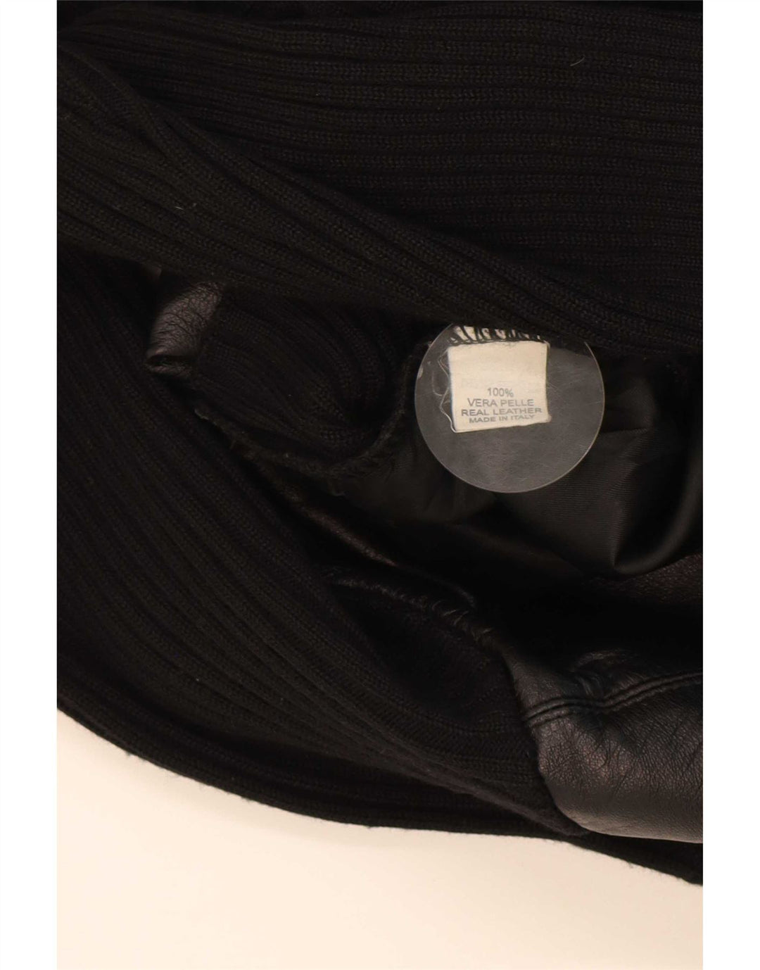 Giacca in pelle vintage da uomo UK 42 XL color block nero
