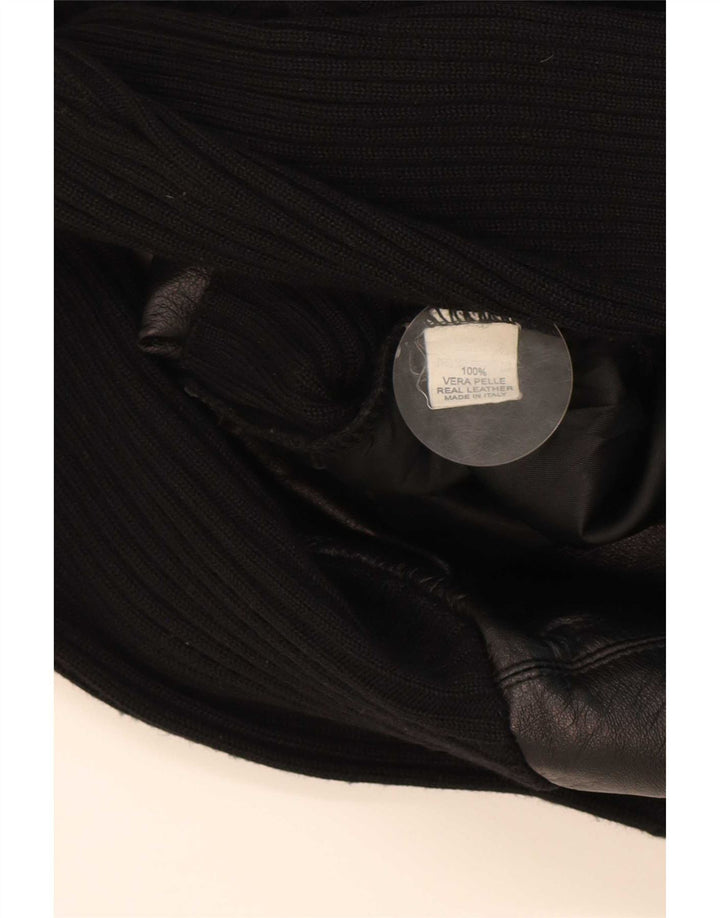 Giacca in pelle vintage da uomo UK 42 XL color block nero