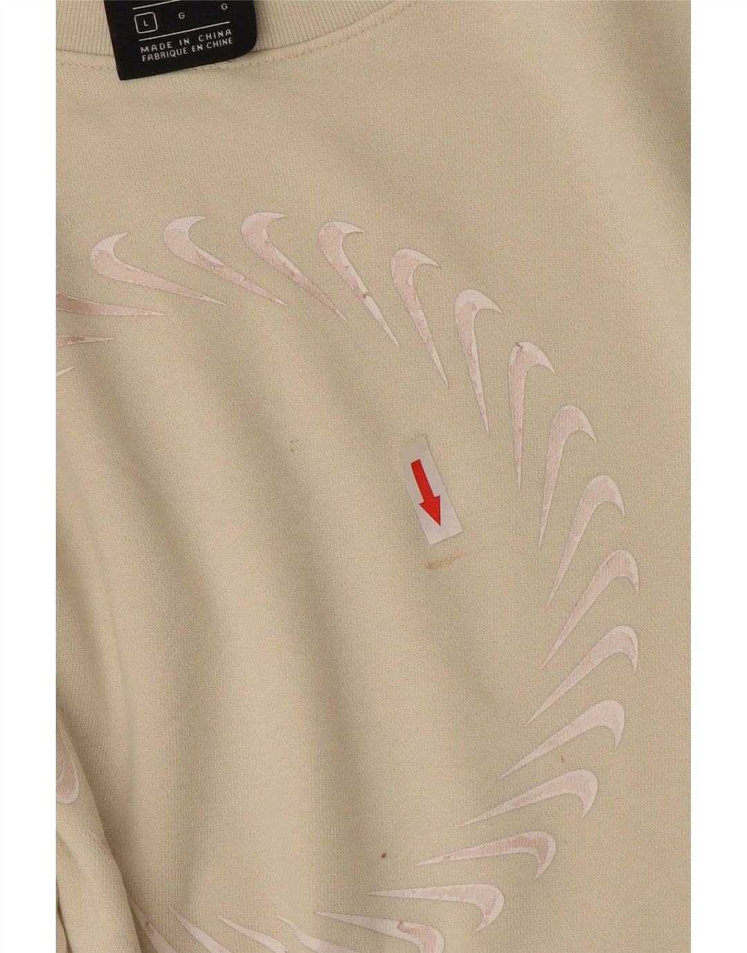 Felpa oversize con grafica Nike da donna, maglione UK 16, grande, cotone beige