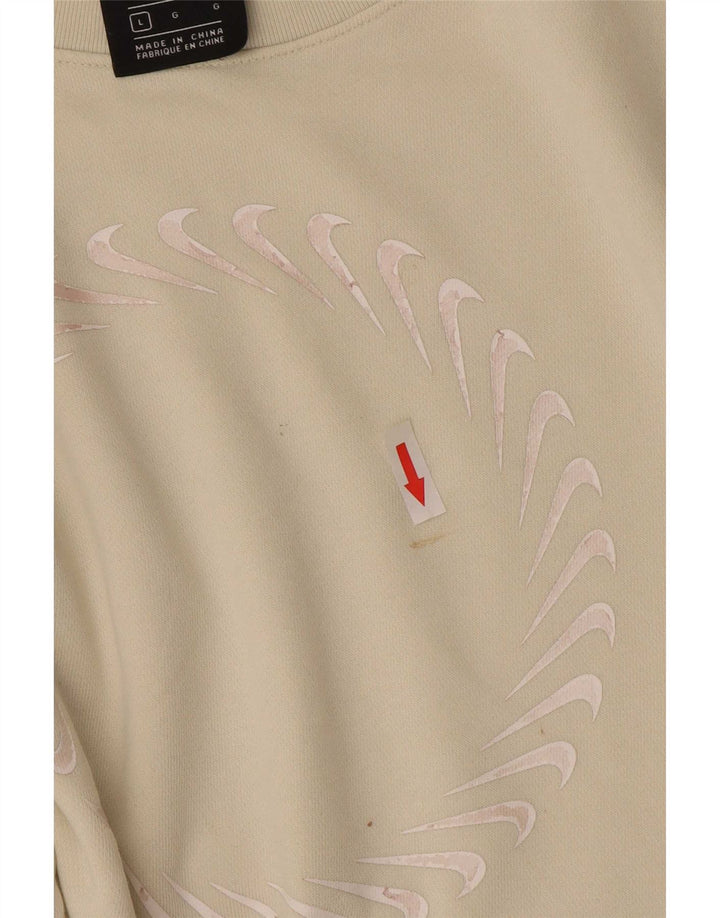 Felpa oversize con grafica Nike da donna, maglione UK 16, grande, cotone beige