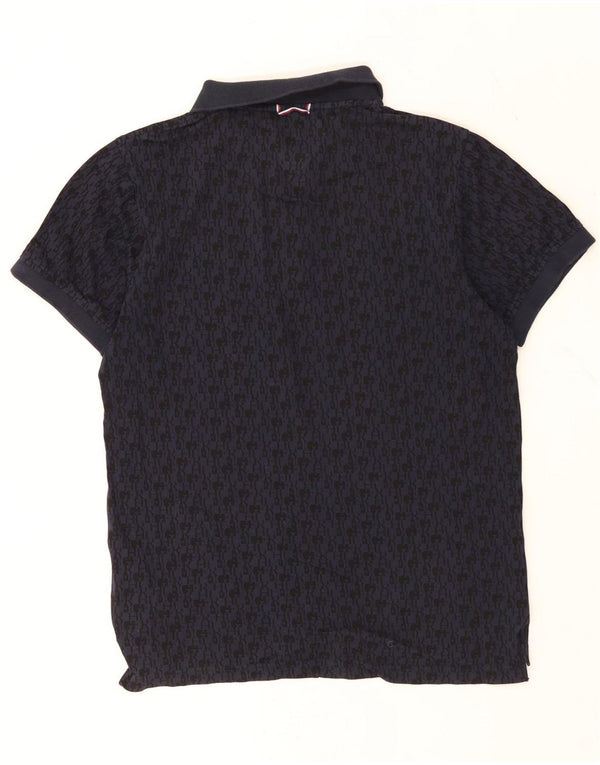 Polo da uomo slim fit Tommy Hilfiger in cotone geometrico blu navy medio
