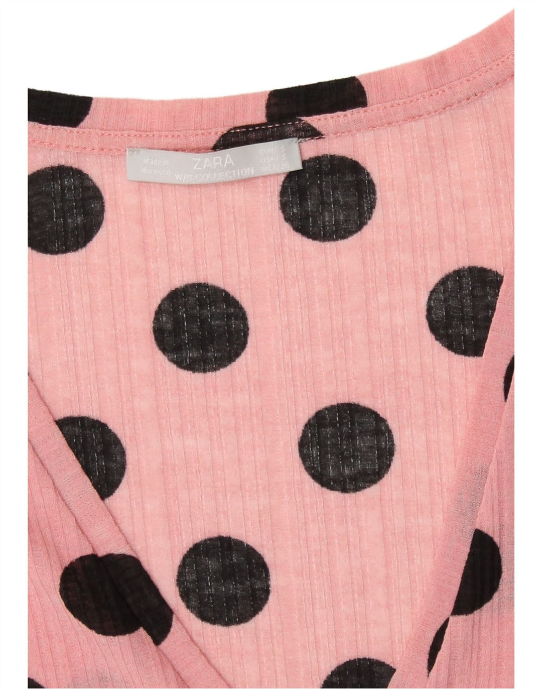 Top corto da donna Zara a pois rosa UK 10