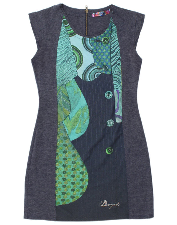 Desigual Abito tubino da donna UK 14 Blu medio geometrico