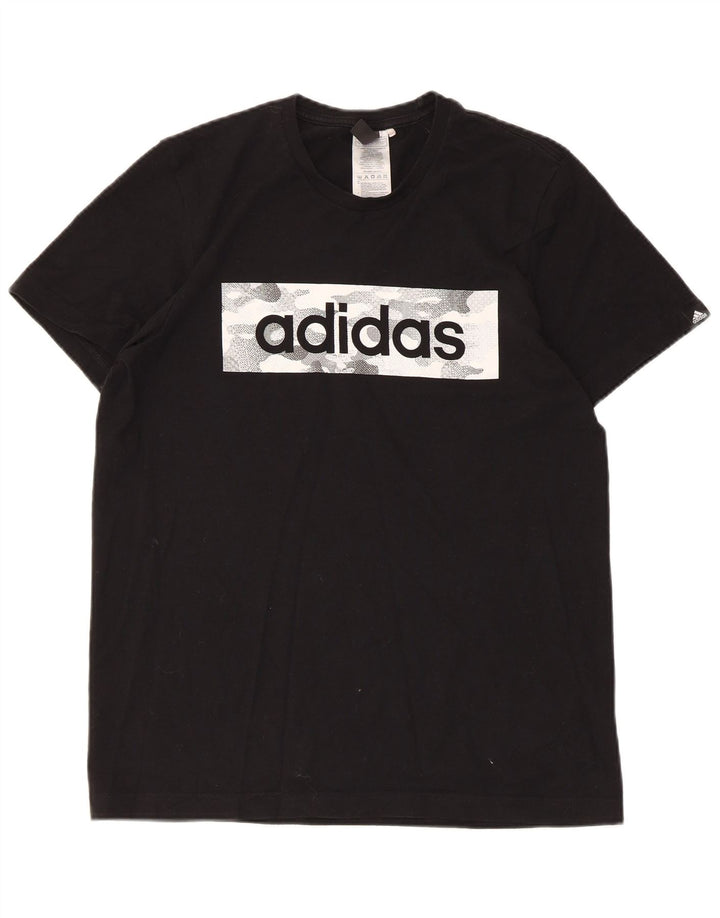 T-shirt grafica da uomo Adidas Top piccola in cotone nero