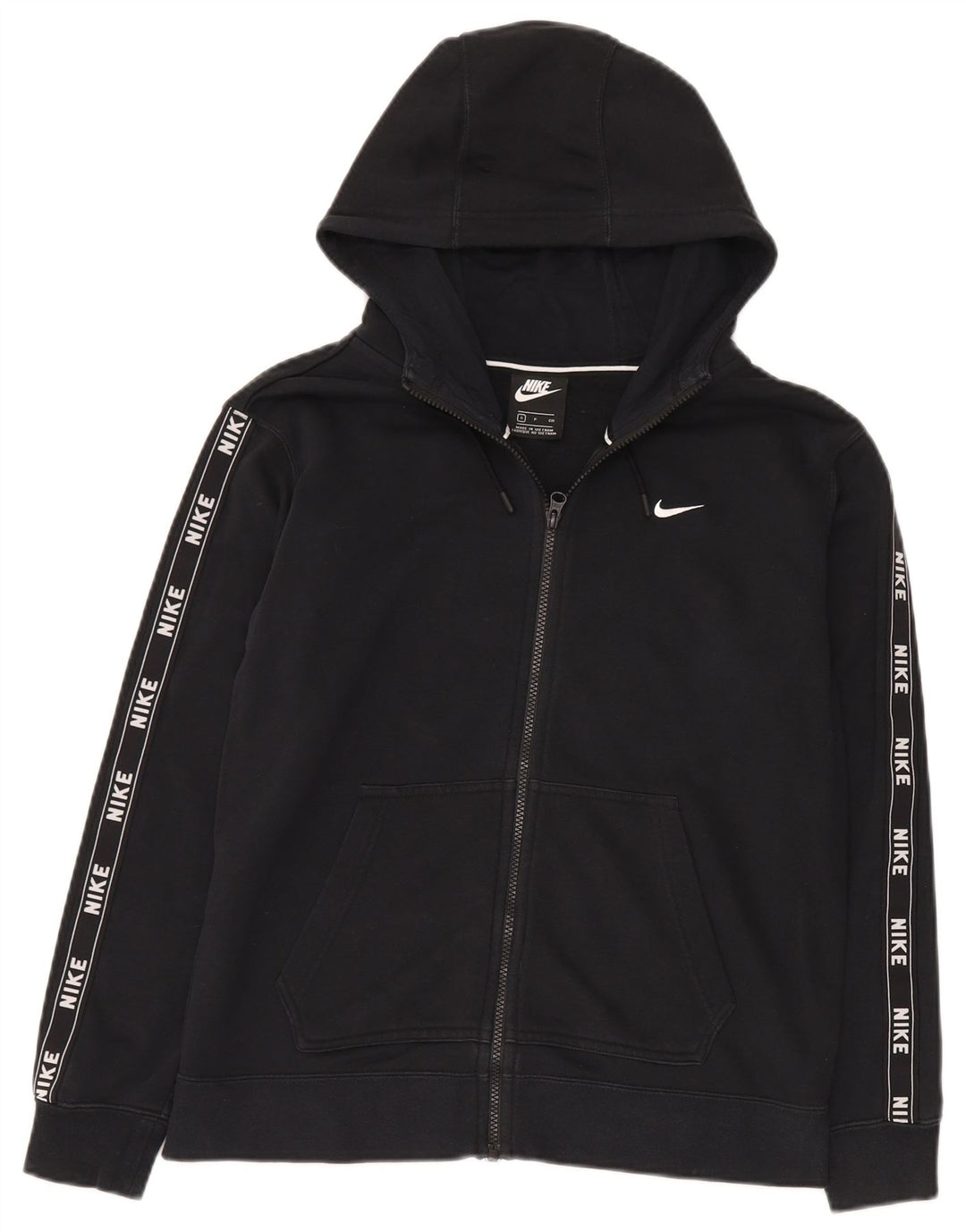 Felpa con cappuccio e zip grafica Nike da uomo piccola in cotone nero