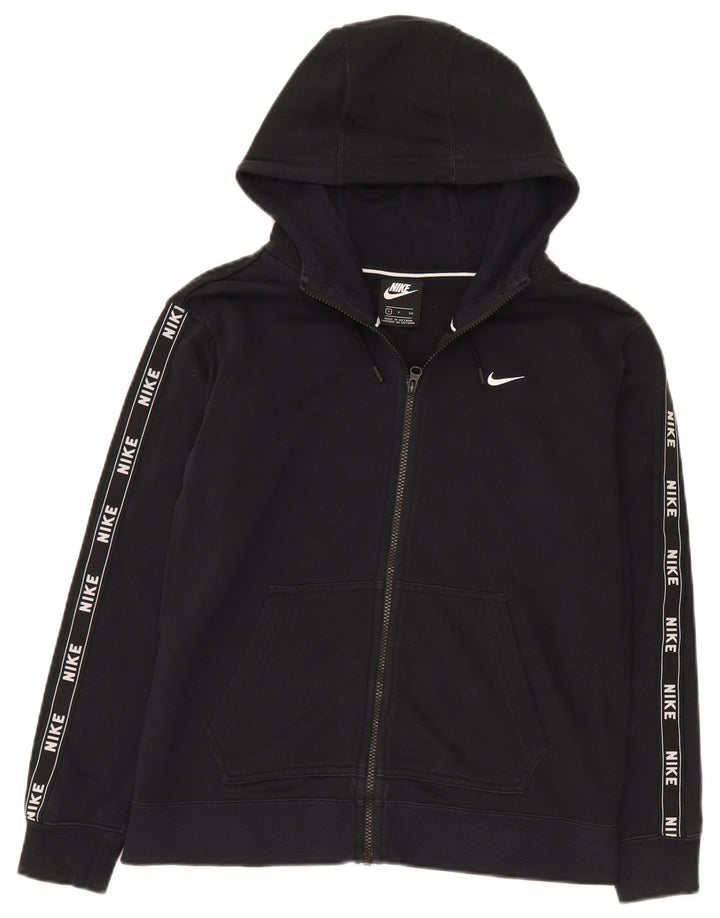 Felpa con cappuccio e zip grafica Nike da uomo piccola in cotone nero