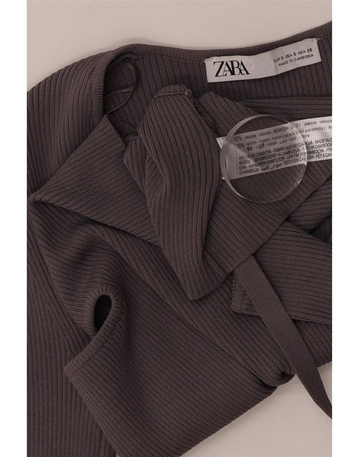 Top corto con cut-out da donna Zara UK 10 piccolo in viscosa grigia
