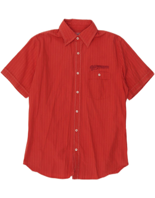 Camicia a maniche corte da uomo Gas Large in cotone gessato rosso